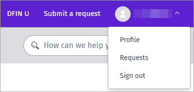 An image of the drop-down menu next to your name in the Knowledge Hub.
